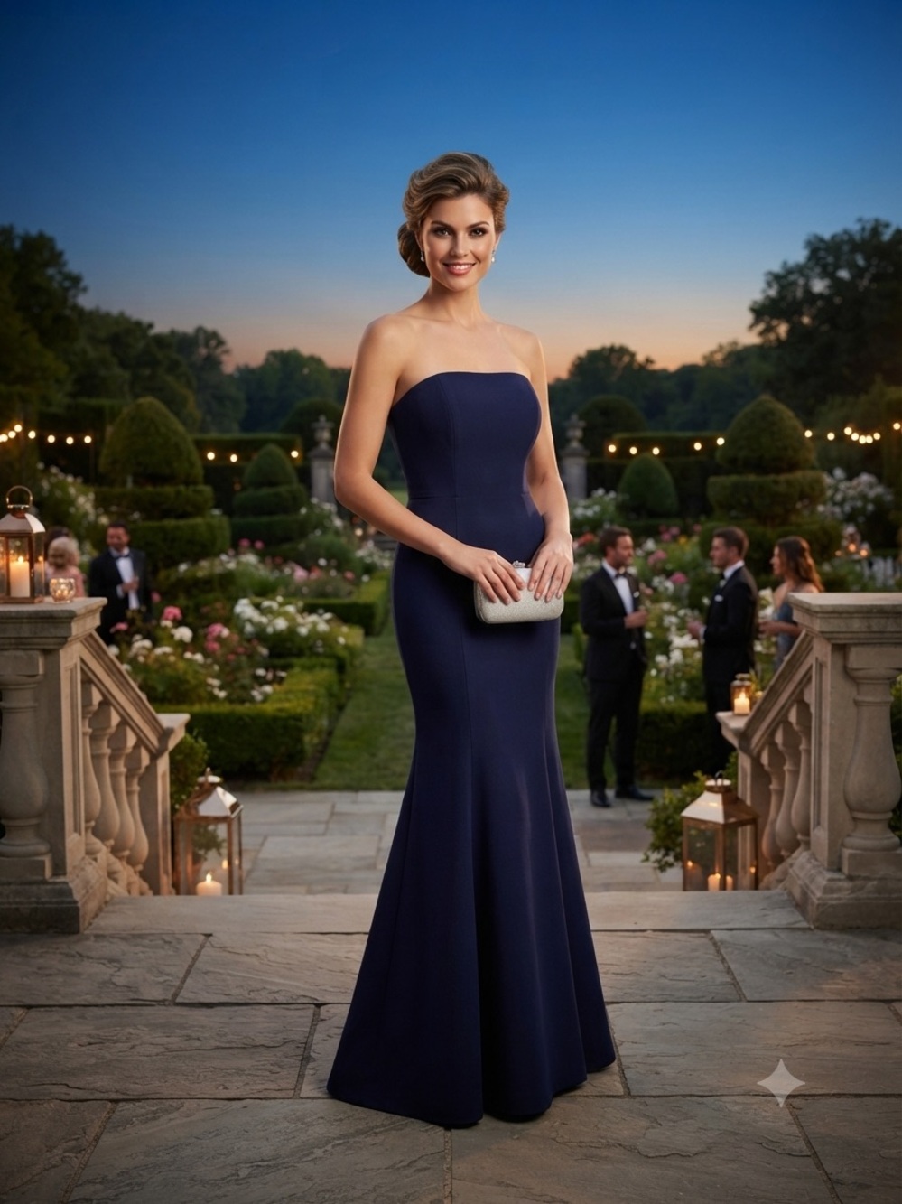 Bariano Strapless Navy Maxi Gown - Elegant Evening Dress